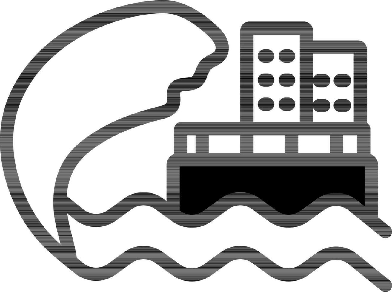 illustrazione di tsunami icona nel nero e bianca colore. vettore