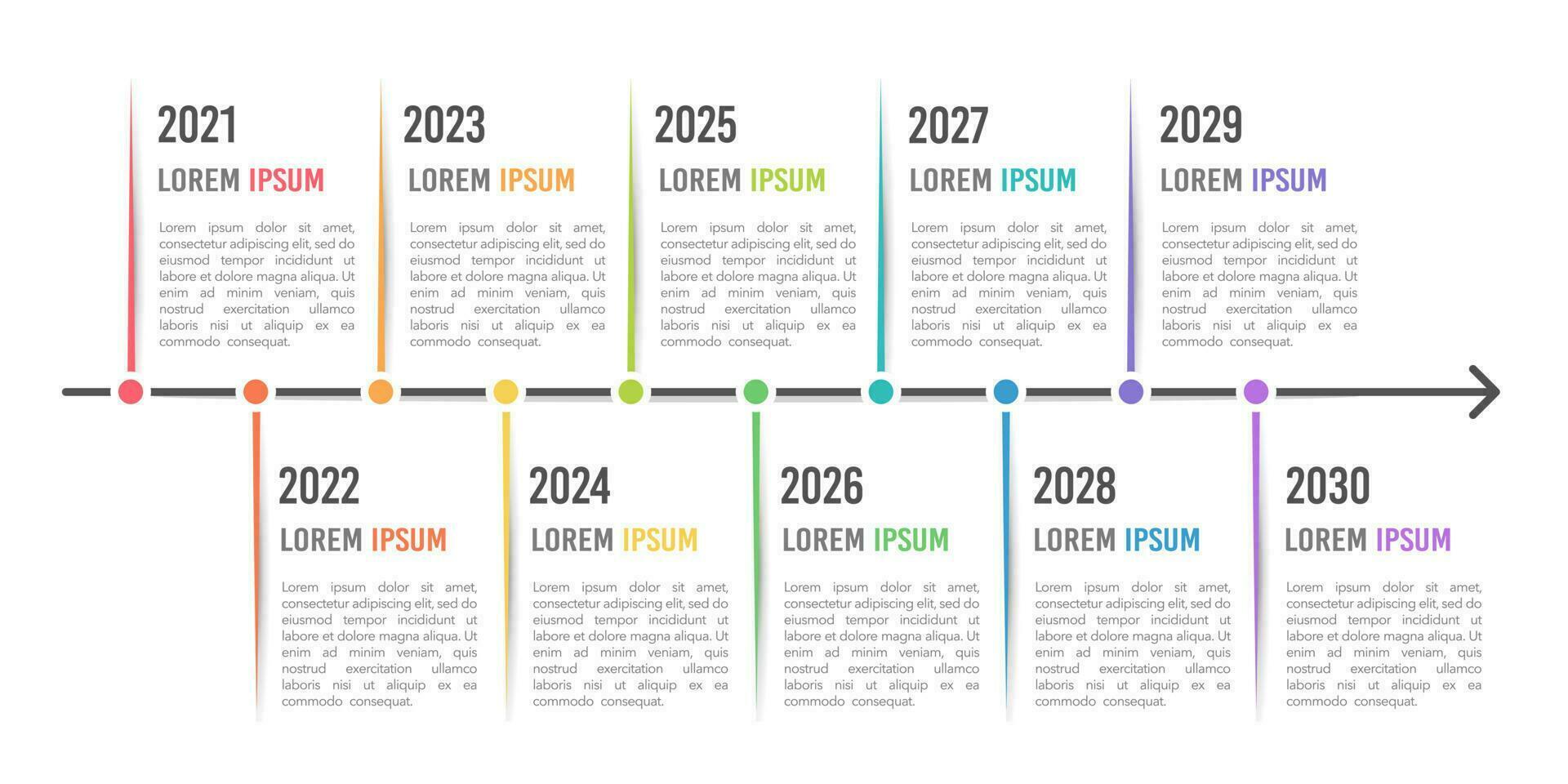 sequenza temporale 10 ° anniversario Infografica design modello. attività commerciale modelli per presentazioni. vettore illustrazione.