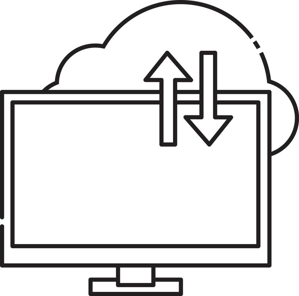 nube calcolo nel del desktop icona nel linea arte. vettore