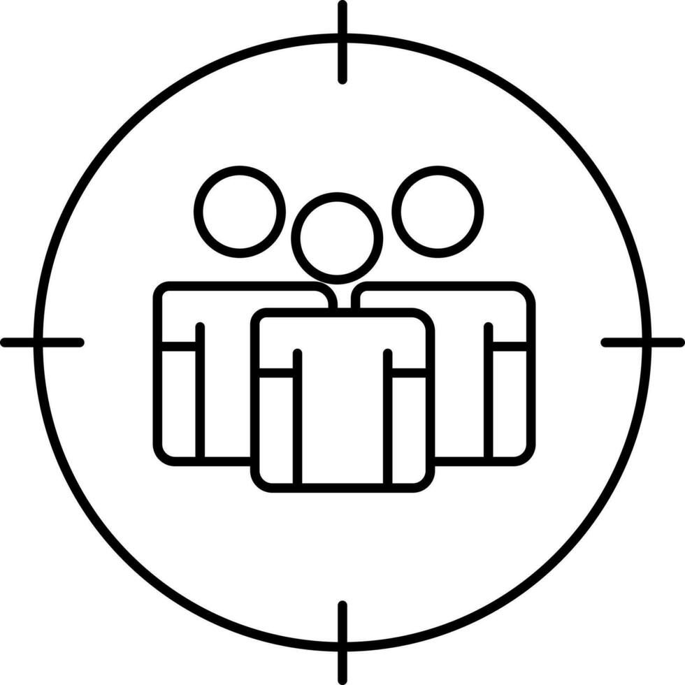 persone messa a fuoco icona nel nero linea arte. vettore