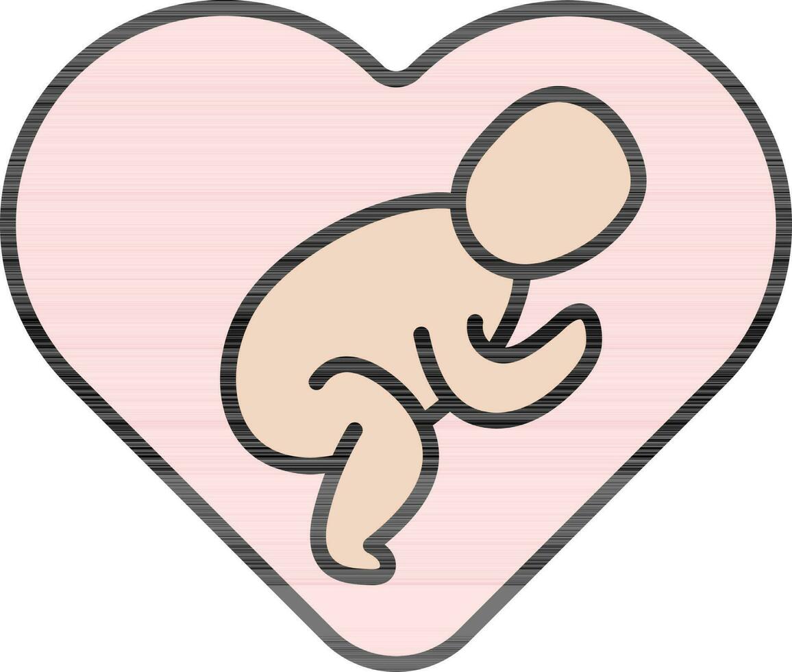 bambino cuore icona nel rosa e pesca colore. vettore