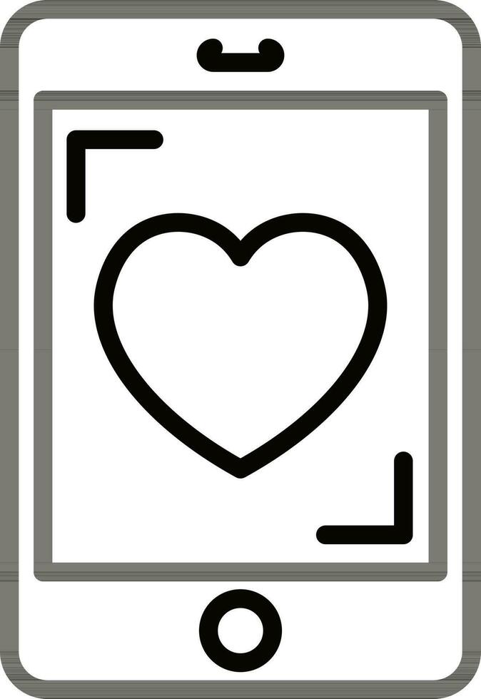 cuore simbolo su smartphone schermo nel magro linea arte. vettore