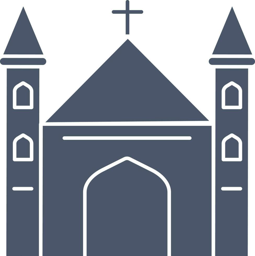 Chiesa icona nel grigiastro blu e bianca colore. vettore