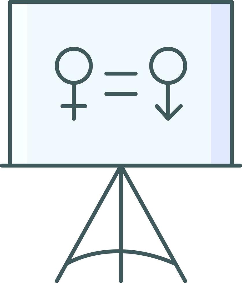 illustrazione di blu colore Genere uguaglianza su tavola icona. vettore