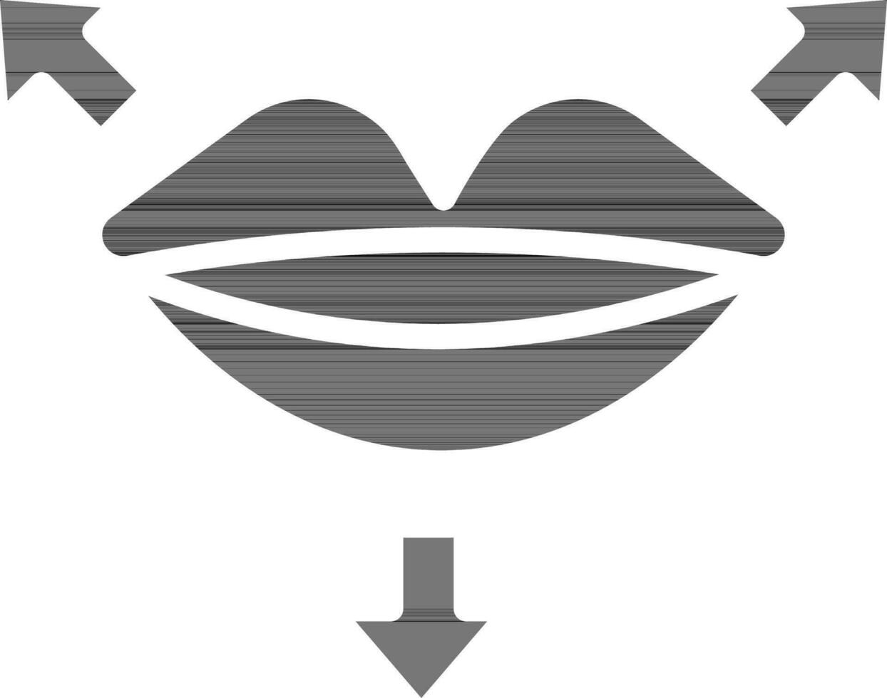 illustrazione di labbro sollevamento icona nel glifo stile. vettore