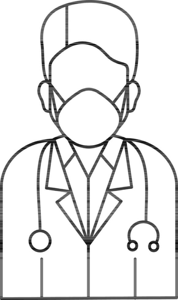 lineare stile maschio medico indossare maschera icona. vettore