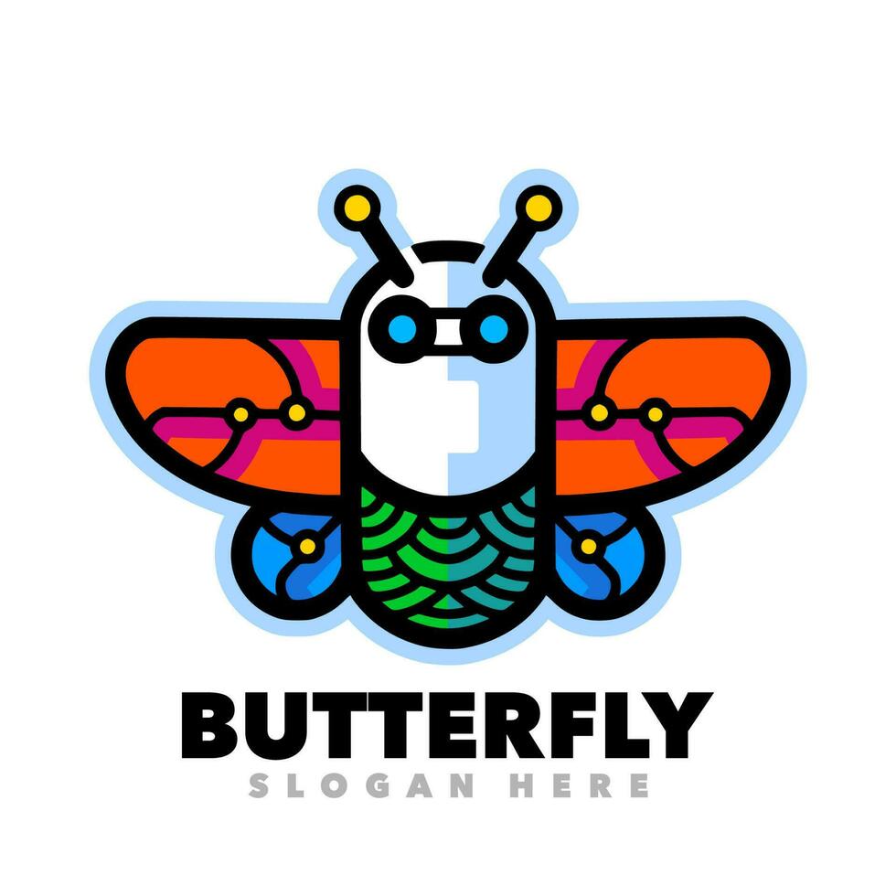 farfalla robot logo vettore