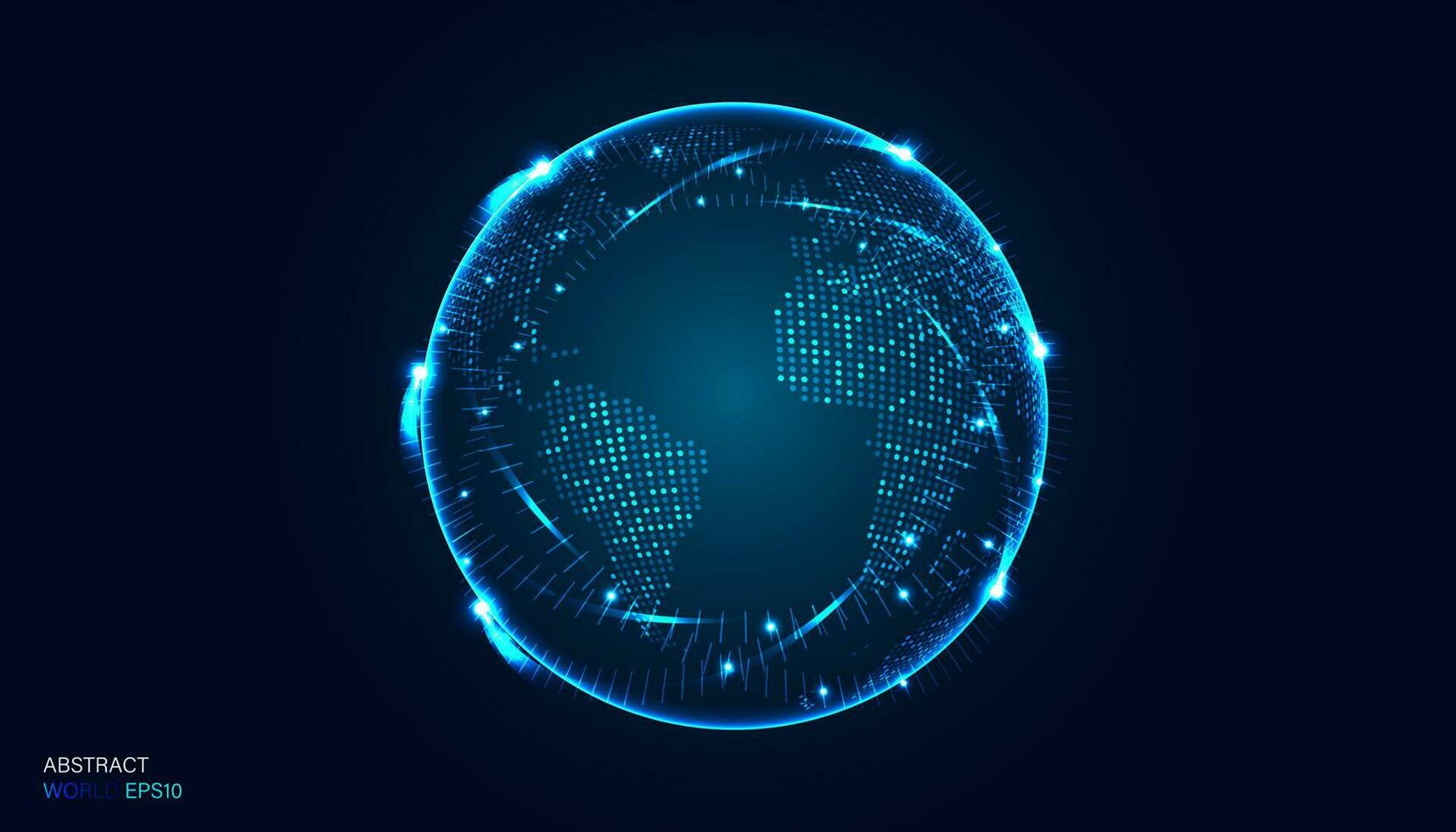 astratto digitale globo punto concetto connessione Rete in movimento comunicazione su blu sfondo futuristico digitale moderno vettore
