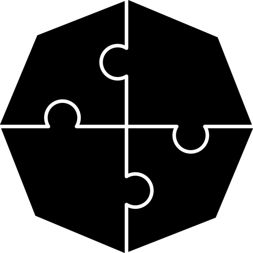 nero e bianca Ottagono forma puzzle icona nel piatto stile. vettore