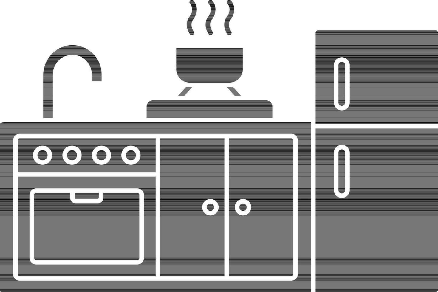 illustrazione di cucina interno icona nel glifo stile. vettore