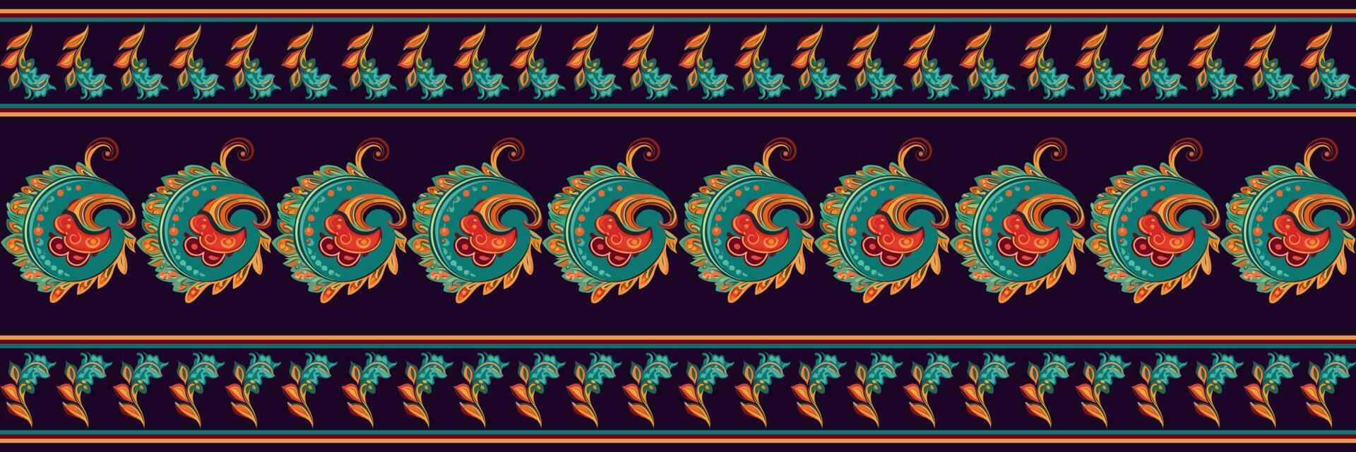 paisley etnico senza soluzione di continuità modello design. floreale modello con paisley e indiano fiore motivi. damasco stile modello per Textil e decorazione vettore