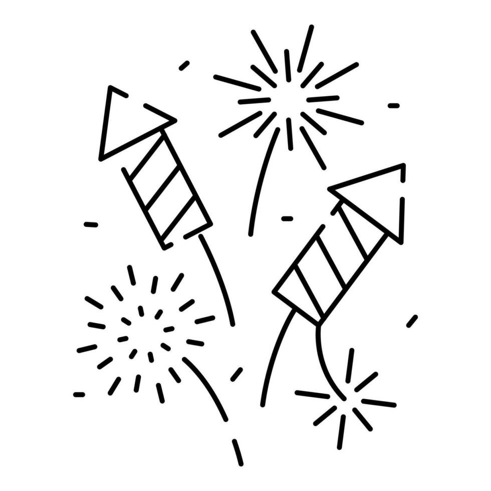 fuochi d'artificio linea icona, schema vettore cartello, lineare pittogramma isolato su bianca. logo illustrazione. nuovo anno, Natale e celebrazione carnevale. contento nuovo anno.