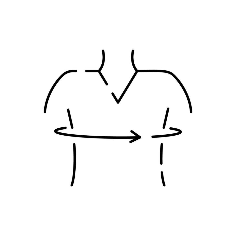 braccio lunghezza pixel Perfetto lineare icona. sarto corpo misurazioni. su misura capi di abbigliamento fabbricazione contorno simbolo. manica dimensione specifica. vettore sartoria studio. modificabile ictus.