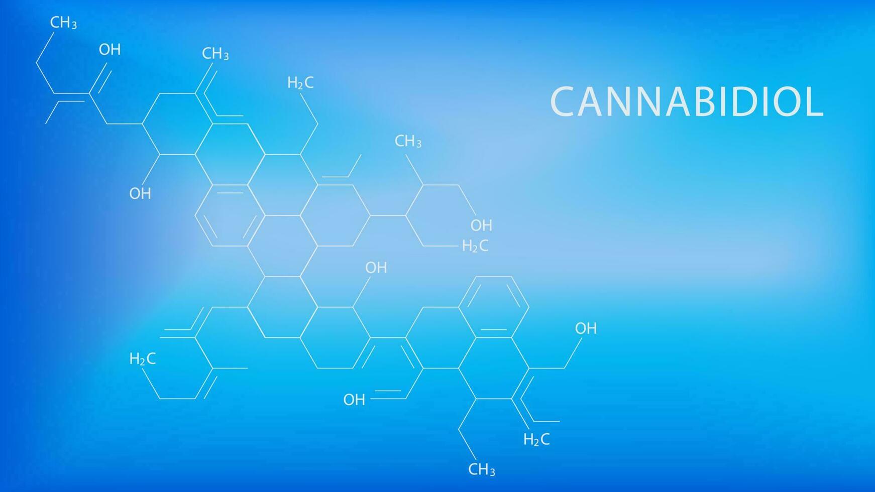 chimico formule di cannabidiolo CBD canapa molecola. ha antipsicotico effetti. scienza sfondo design concetto. vettore illustrazione.