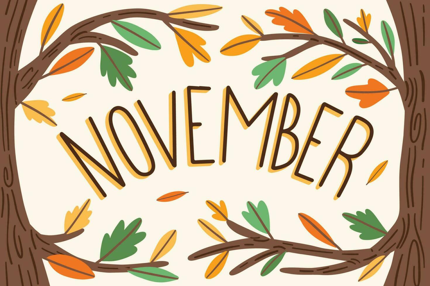 novembre lettering con autunno decorazione vettore