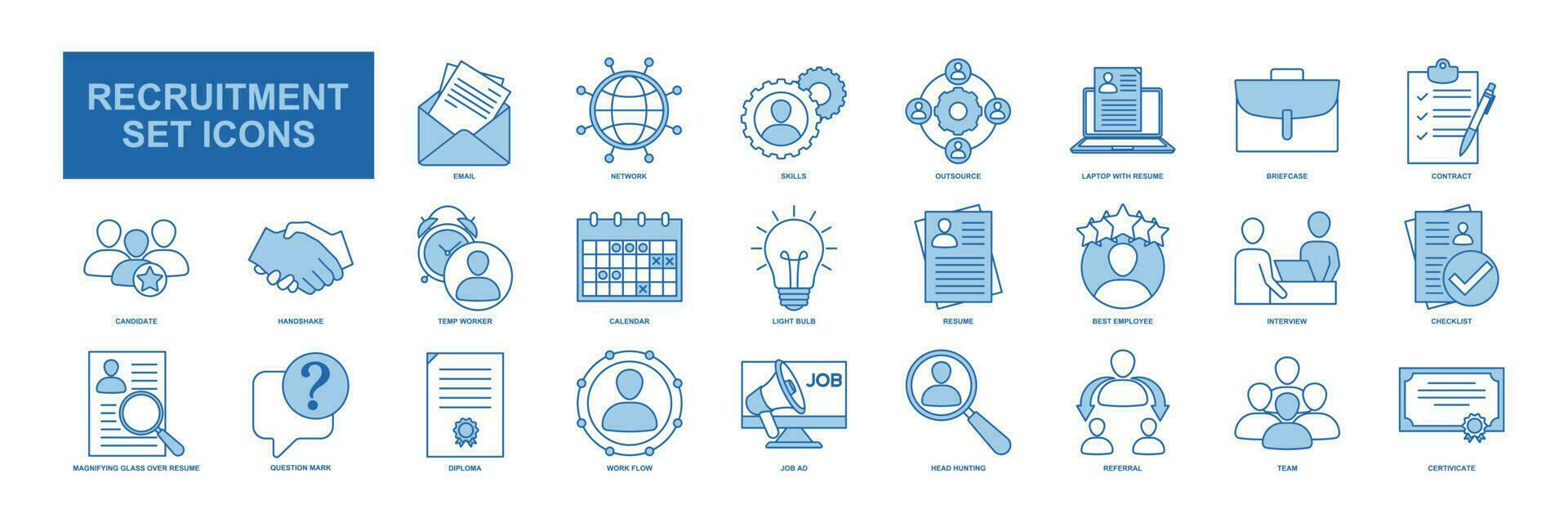 headhunting e reclutamento elementi impostato icona simbolo modello per grafico e ragnatela design collezione. riprendere, abilità, certificato, squadra, Rete e Di Più logo vettore illustrazione