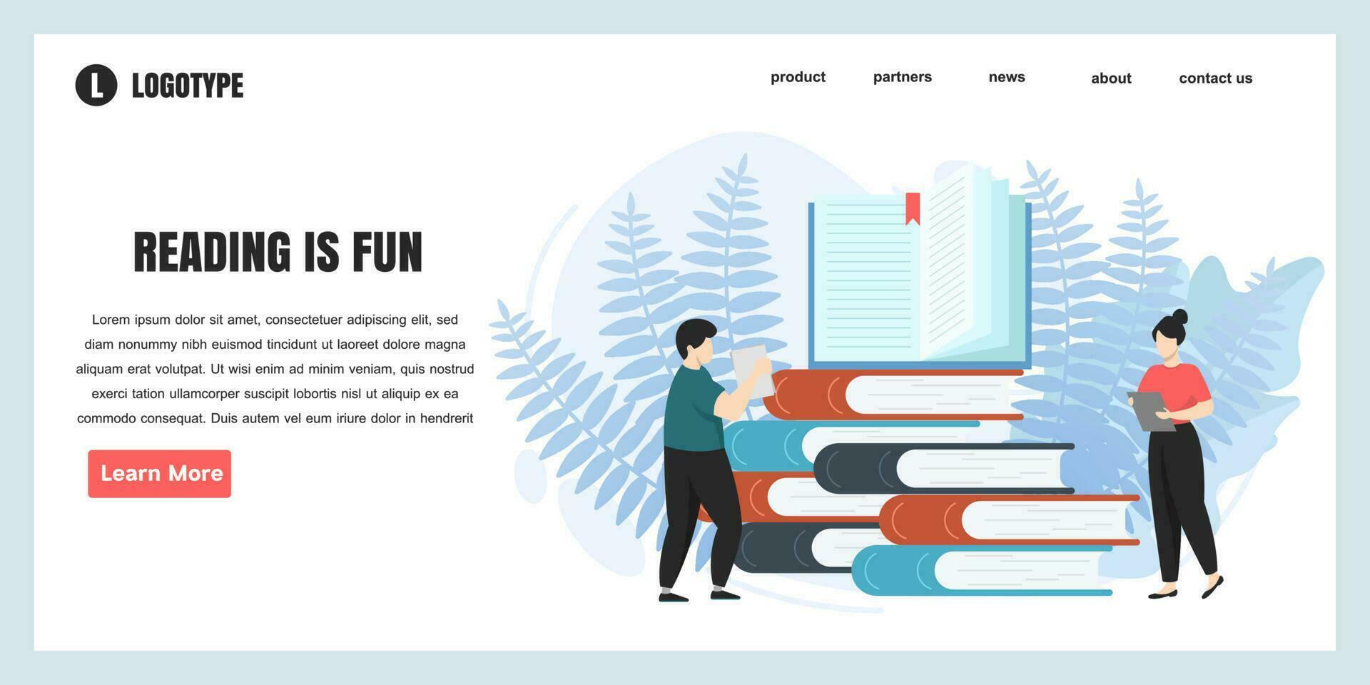 piatto design concetto lettura è divertimento per sito web e atterraggio pagina modello. Perfetto per ragnatela pagina disegno, striscione, mobile app, vettore illustrazione