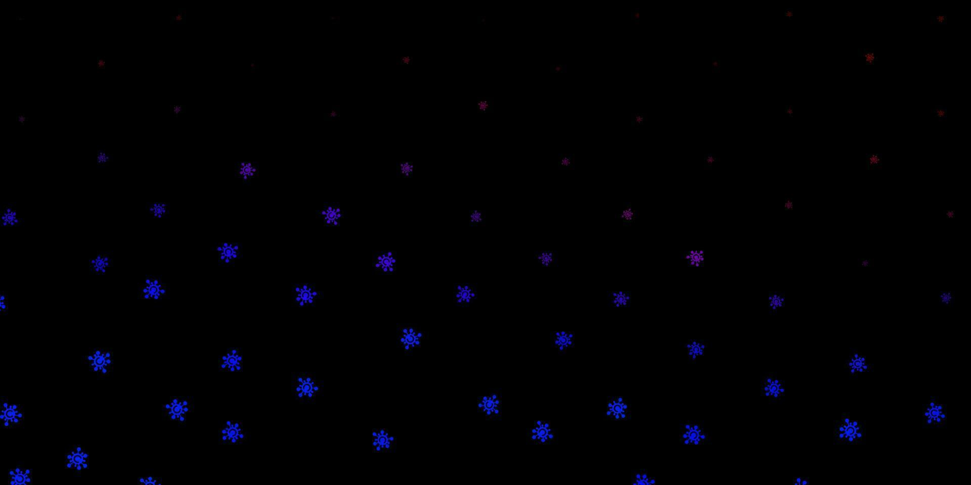 sfondo vettoriale blu scuro, rosso con simboli di virus.