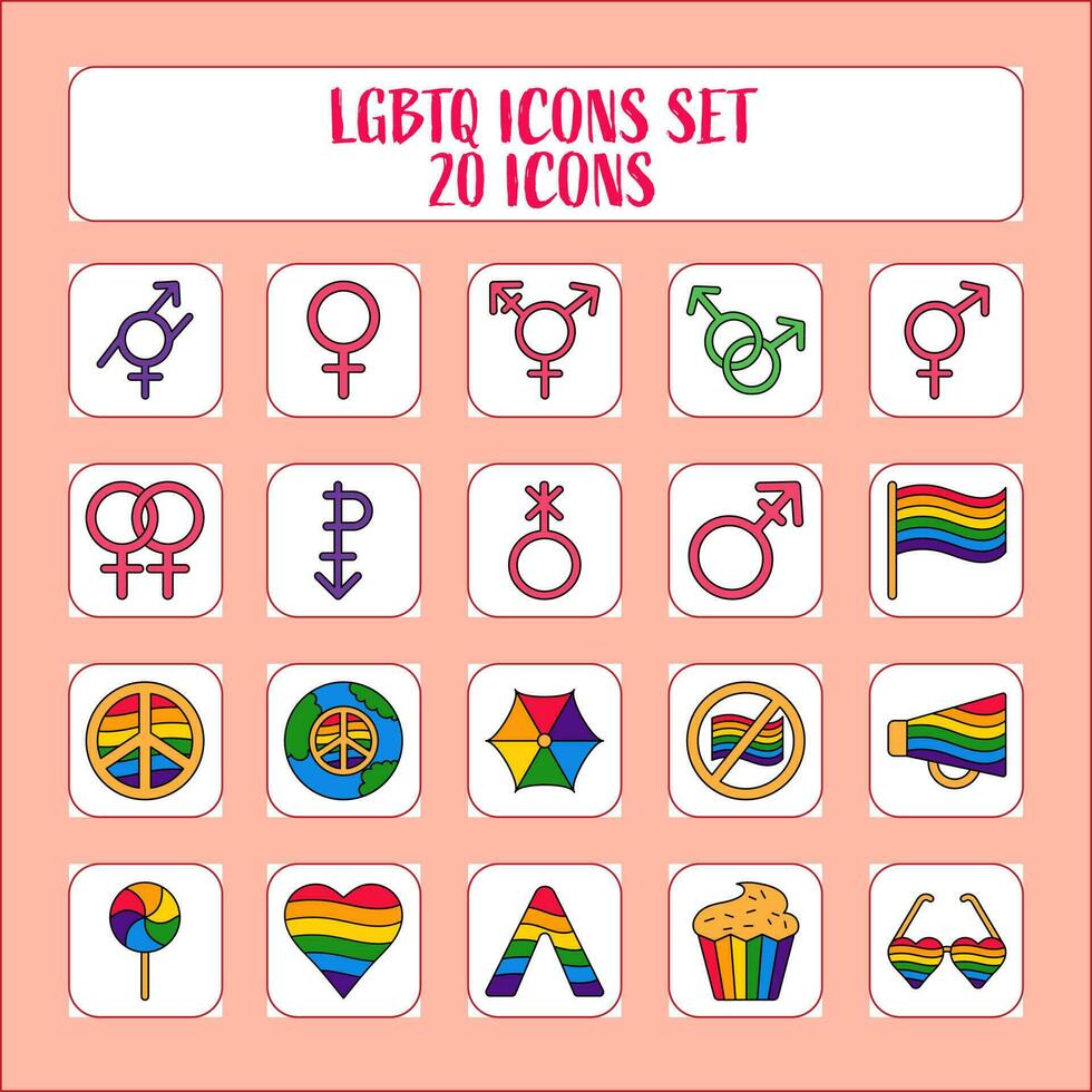 illustrazione di LGBTQ icona o simbolo su rosa e bianca piazza sfondo. vettore