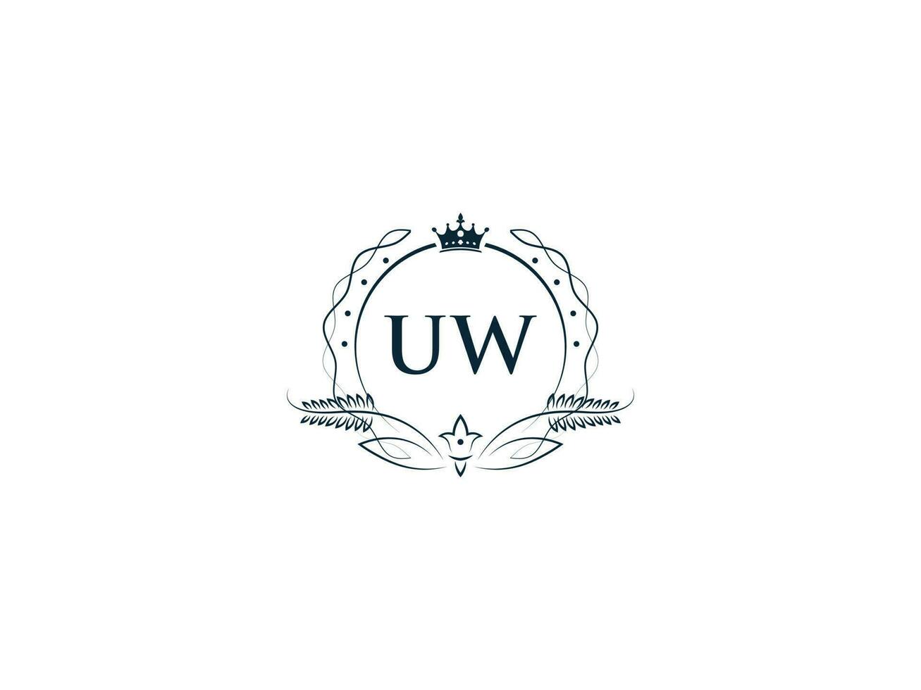 iniziale uw minimo lusso logo, minimalista reale corona uw wu logo icona vettore arte
