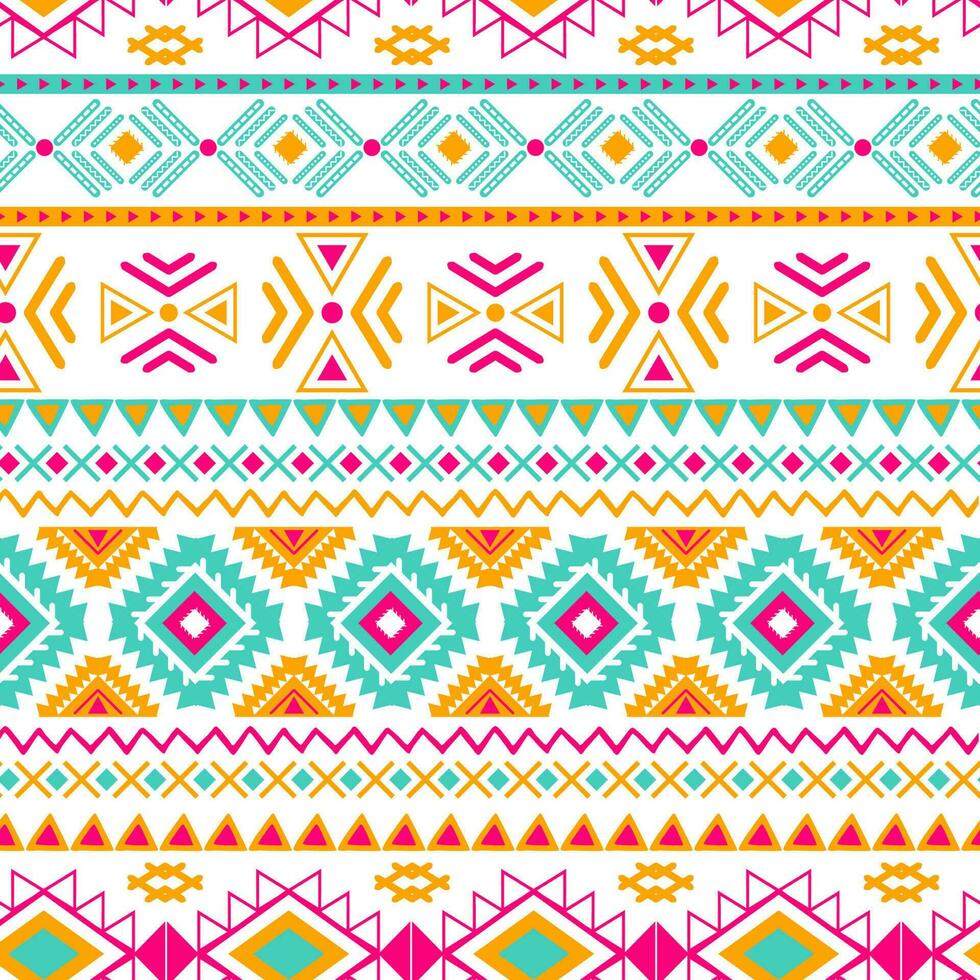 vettore tribale etnico senza soluzione di continuità modello nel luminosa rosa arancia colori azteco geometrico sfondo. messicano ornamento struttura nativo americano tradizionale design popolare geometrico Stampa per sfondo avvolgere stoffa