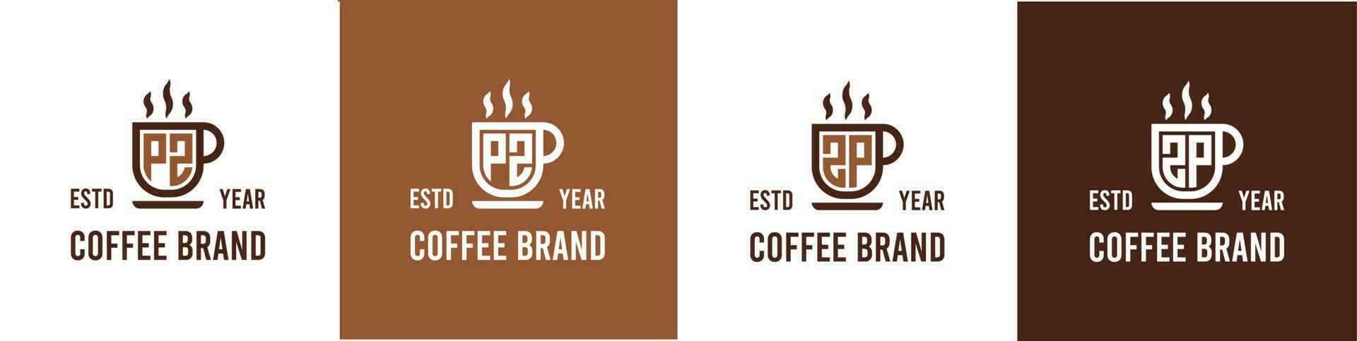 lettera pz e zp caffè logo, adatto per qualunque attività commerciale relazionato per caffè, Tè, o altro con pz o zp iniziali. vettore