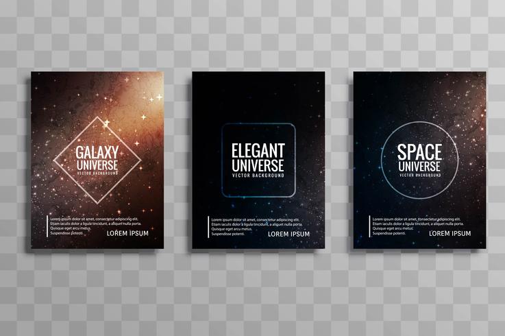 Bella galassia colorato business brochure design set vettore