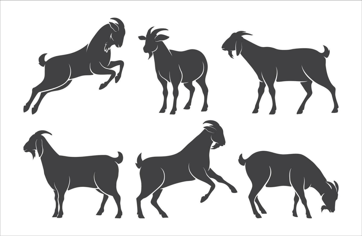 capra vettore icona impostare. capra lato Visualizza silhouette. azienda agricola capra animale logo design pacchetto. capra simbolo. vettore illustrazione.