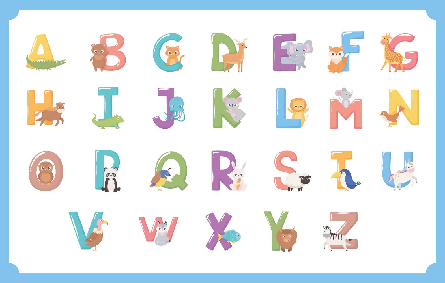lettere dell'alfabeto degli animali vettore