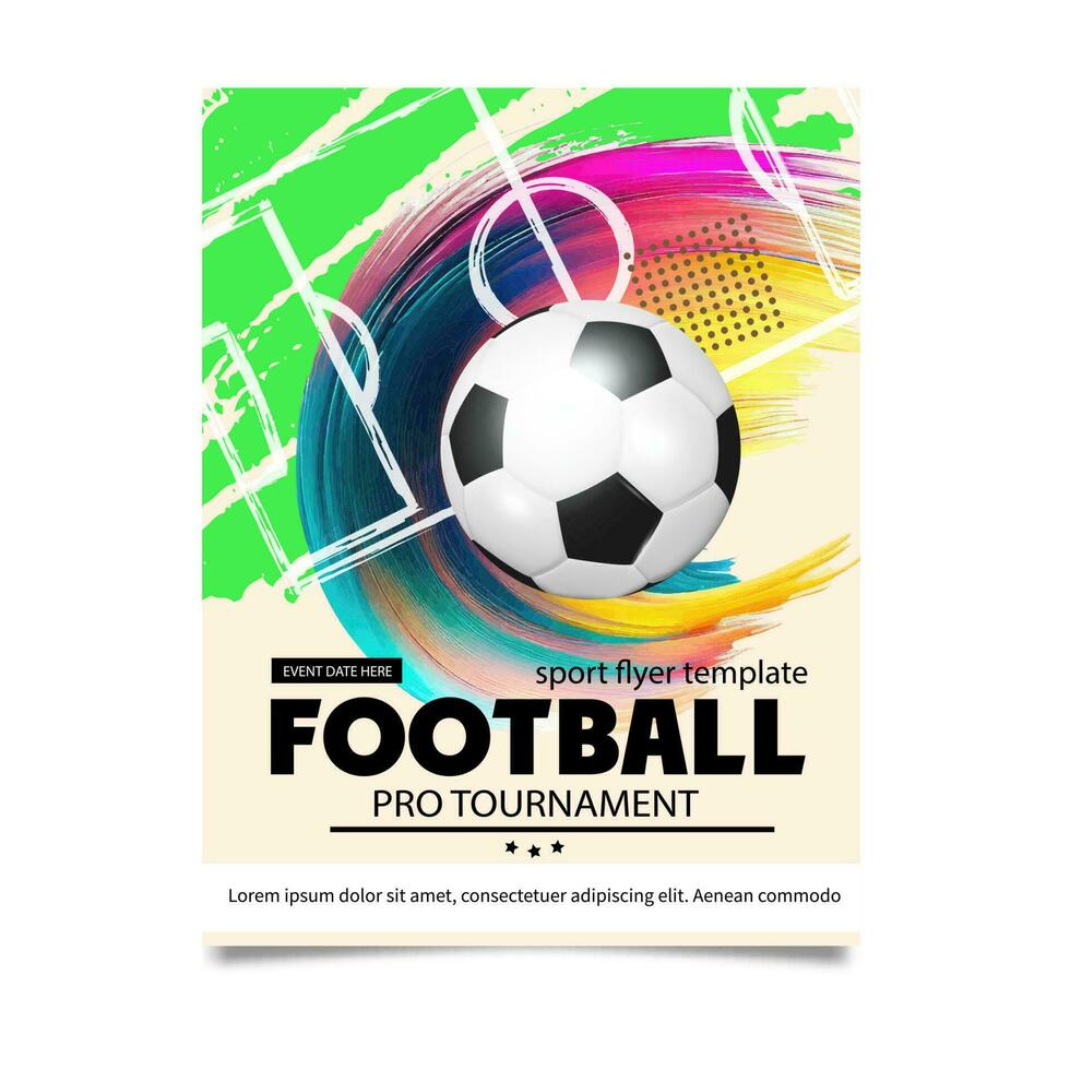 creativo calcio calcio torneo opuscolo modello. calcio o calcio palla su moderno sfondo. calcio copertina design modello. vettore