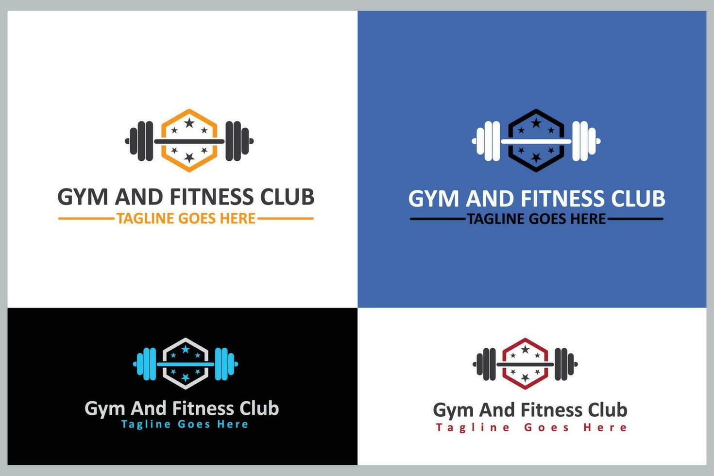 Palestra e fitness club logo design modello vettore