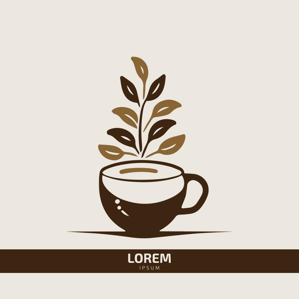 tè tazza o caffè negozio logo icona vettore con le foglie