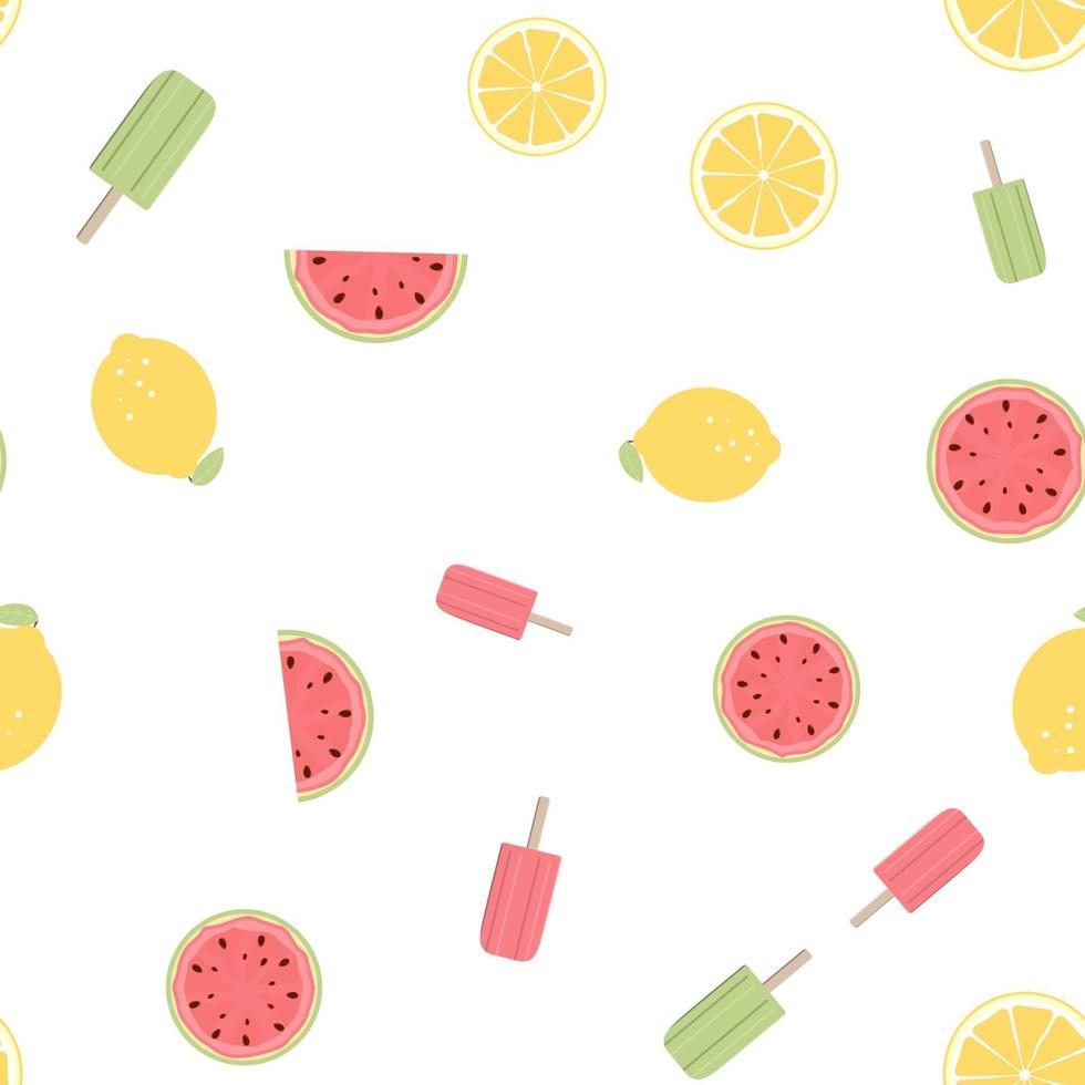 seamless con frutta anguria limone e gelato vettore