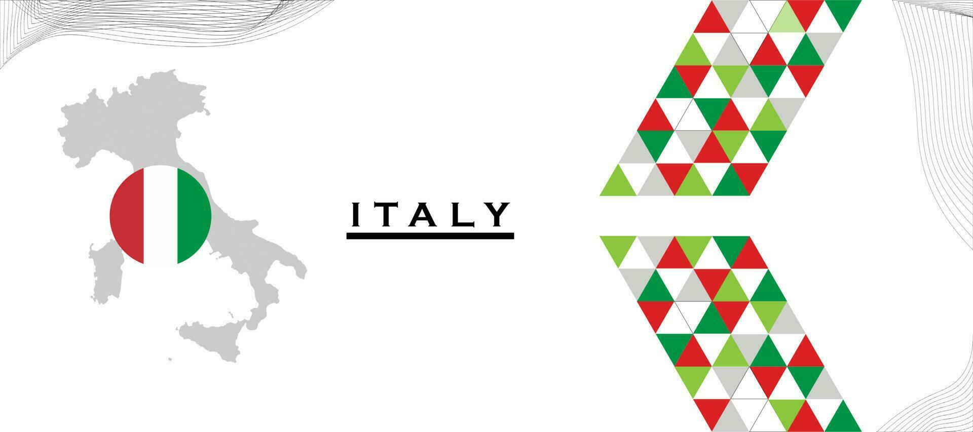 Italia geometrico bandiera modello indipendenza giorno, Italia bandiera con geometrico astratto design con giallo e rosso colore, e nero minimalista vettore