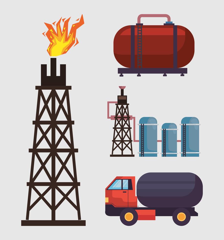 fracking quattro icone vettore