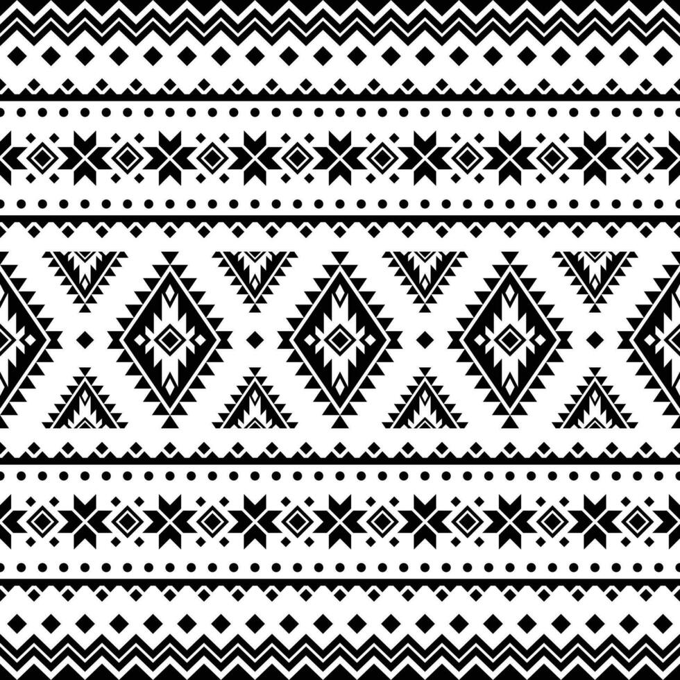 nativo design nel geometrico modello. senza soluzione di continuità etnico modello. stile di navajo azteco. nero e bianca colore. design per tessile, tessuto, Abiti, tenda, tappeto, ornamento, sfondo, sfondo, avvolgere. vettore