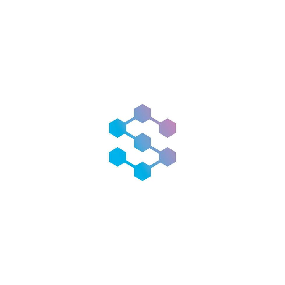 lettera S blockchain logo design vettore
