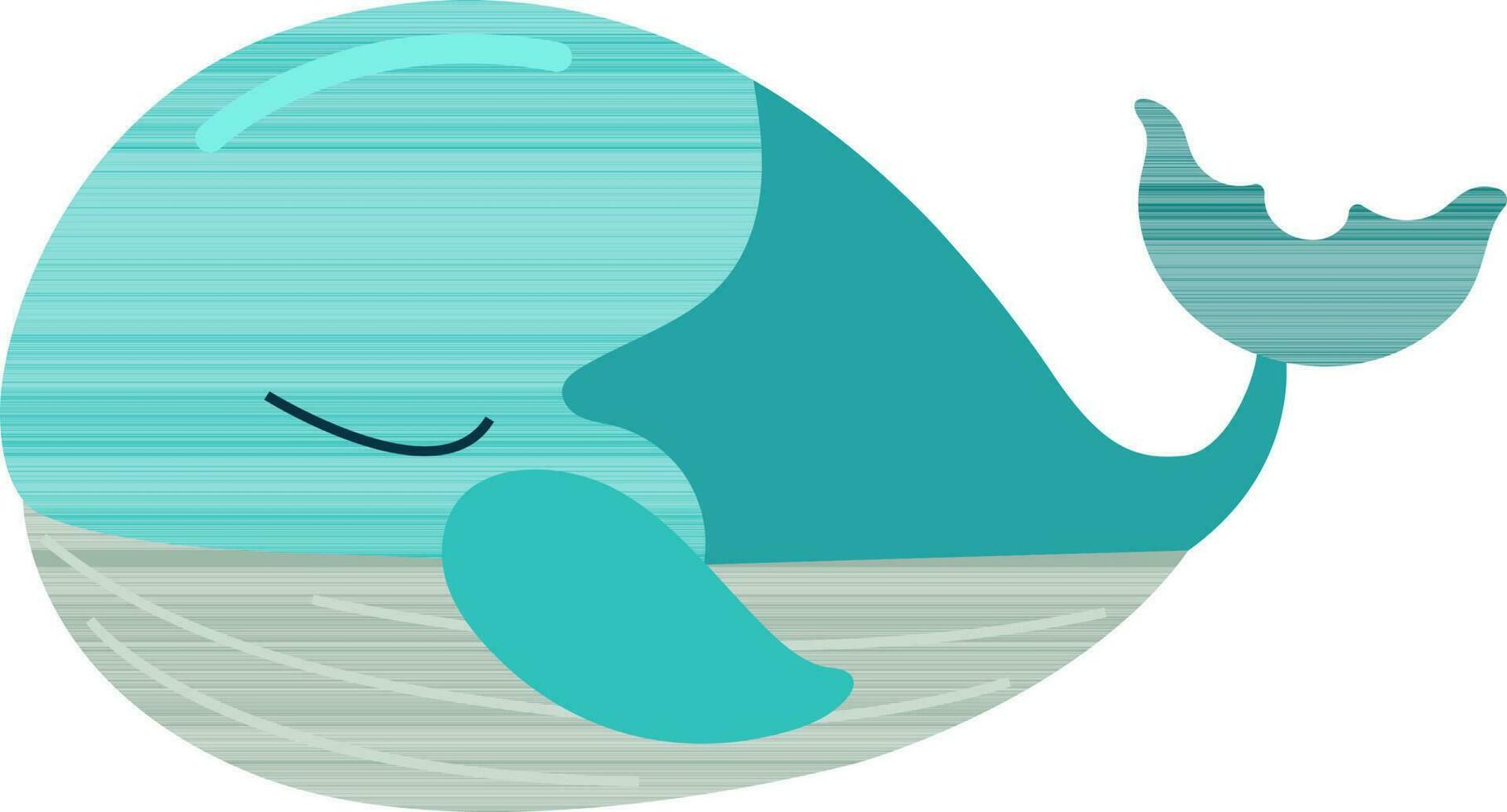 illustrazione di blu balena pesce chiusura sua occhi nel piatto stile. vettore