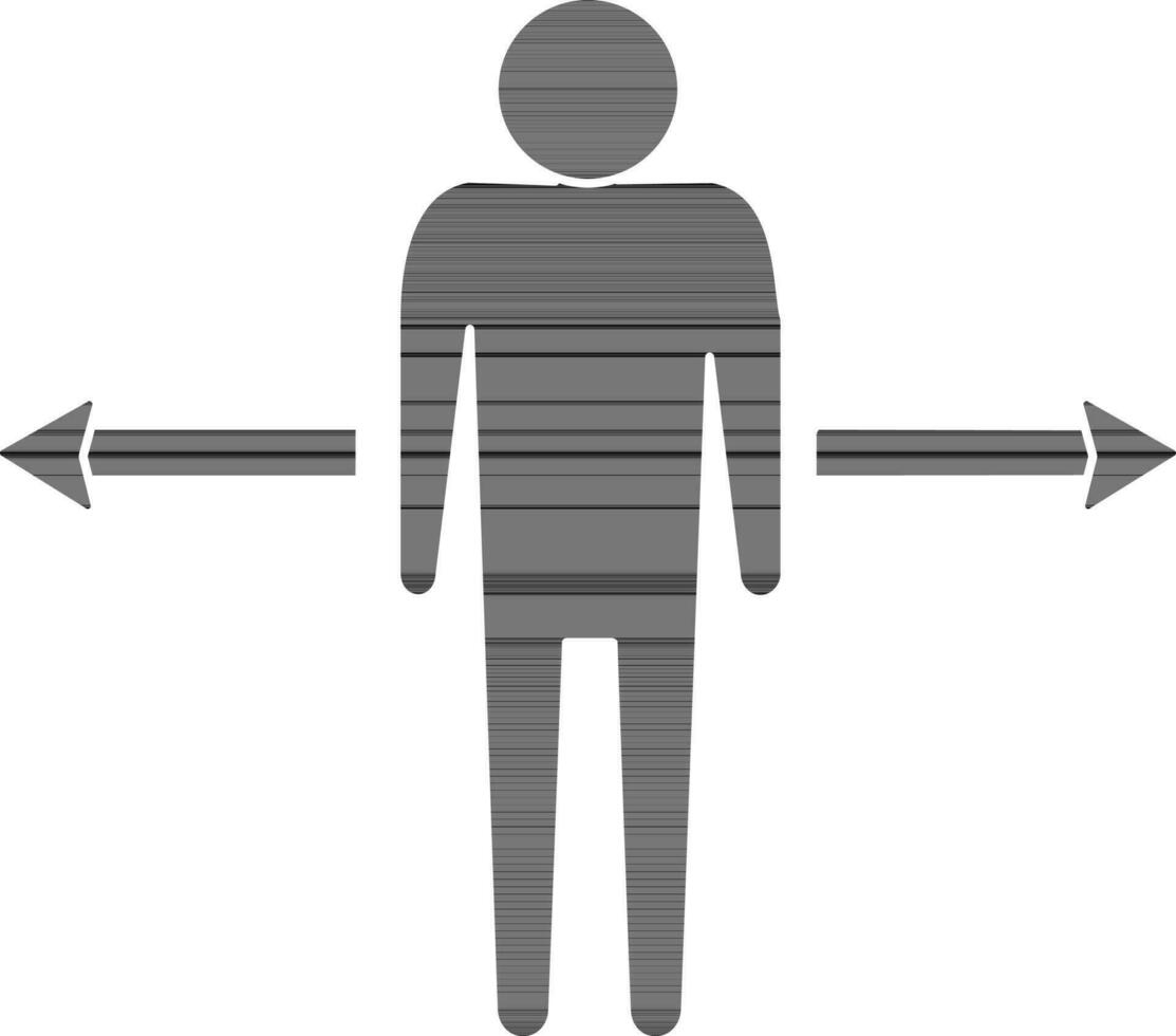 uomo icona con freccia cartello nel silhouette stile per lavoro concetto. vettore