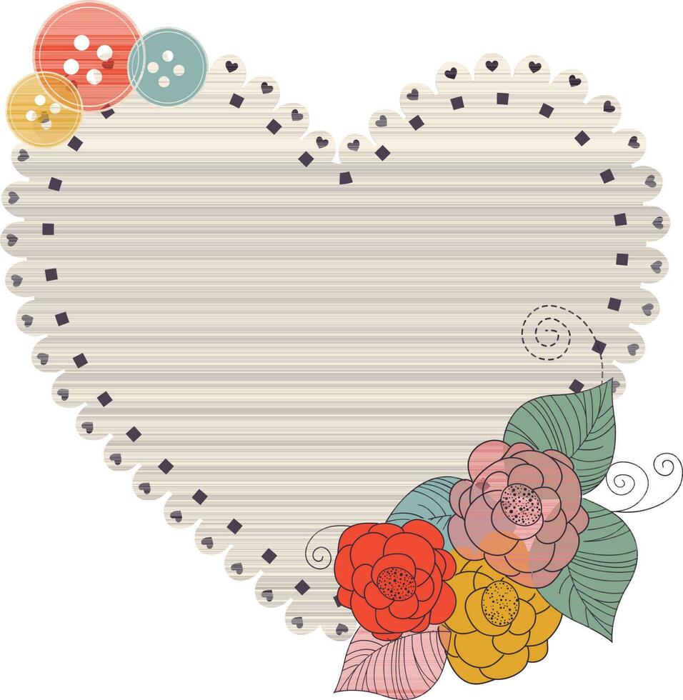 creativo carta floreale sfondo cuore con pulsante. vettore
