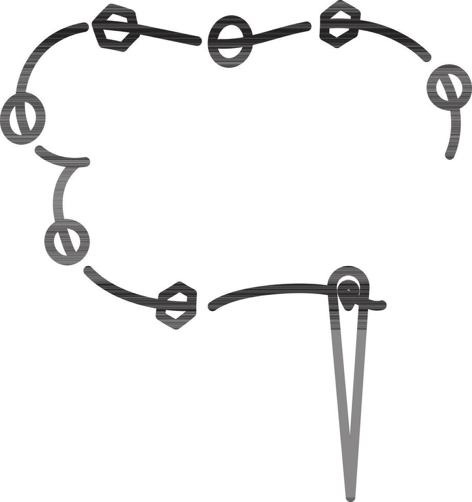 illustrazione di il giro piccolo palla nel filo con ago. vettore