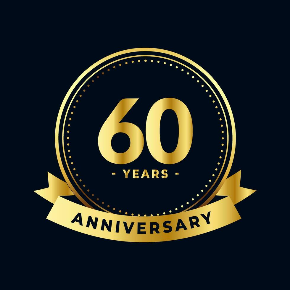 sessanta anni anniversario celebrazione oro e nero isolato vettore