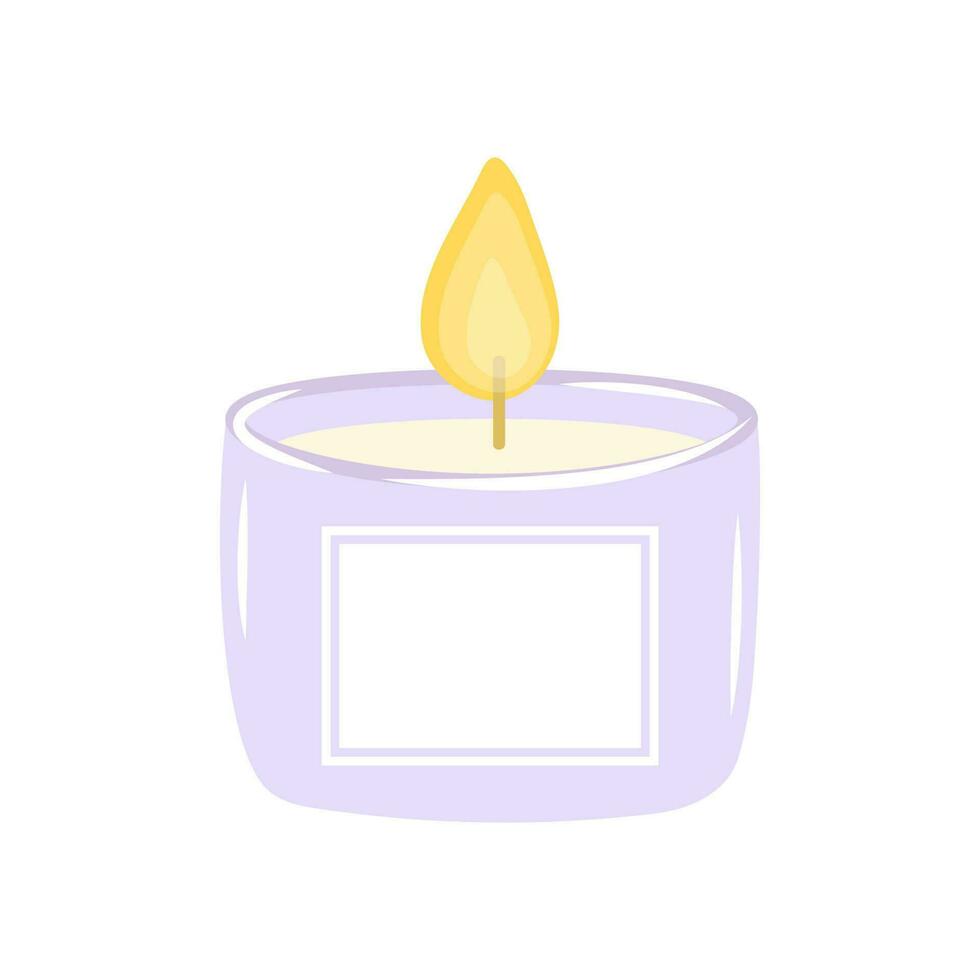 profumato candela nel un' vaso vettore illustrazione isolato su bianca sfondo. mano disegnato piatto cartone animato stile. accogliente casa, aromaterapia e rilassamento concetto