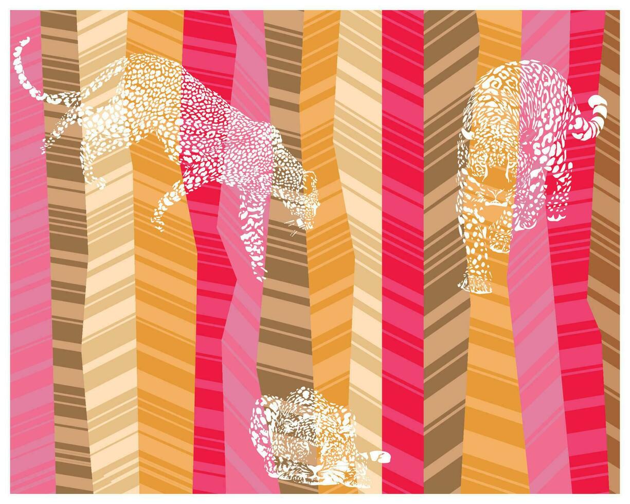 vettore disegno, illustrazione di mosaico sfondo con bianca leopardo silhouette