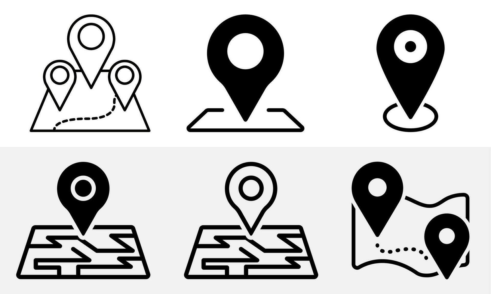 perno punto impostato icona design vettore illustrazione, carta geografica Posizione perno punto impostato fascio