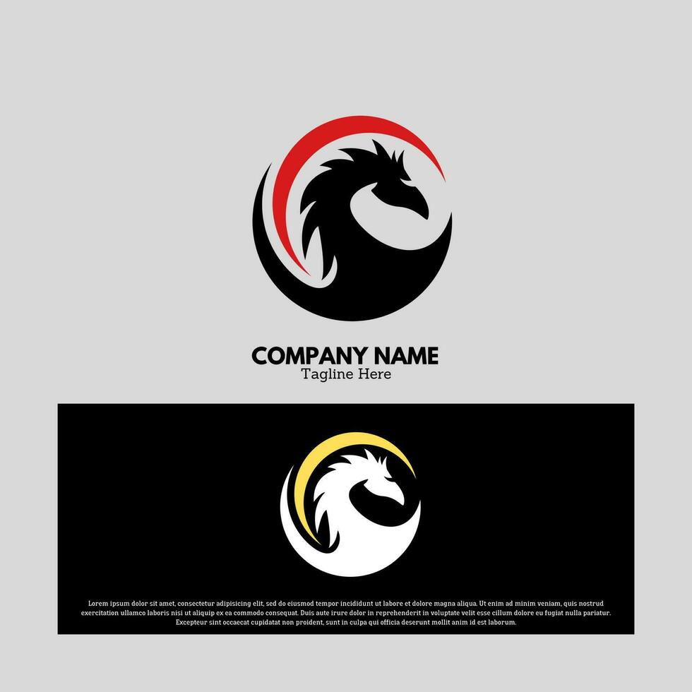 Drago logo vettore design illustrazione, animale loghi concetto