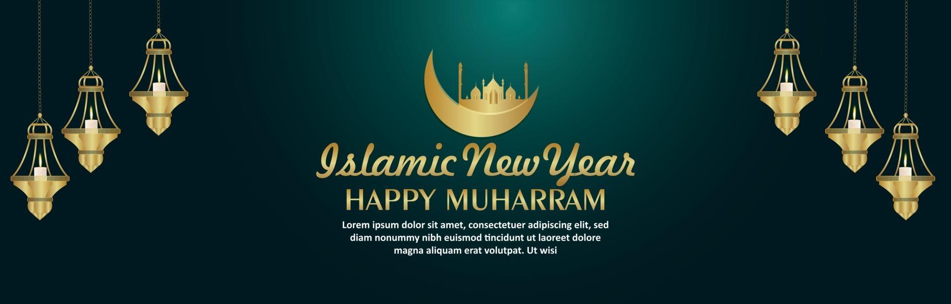 lanterna islamica di vettore creativo per banner celebrazione felice muharram