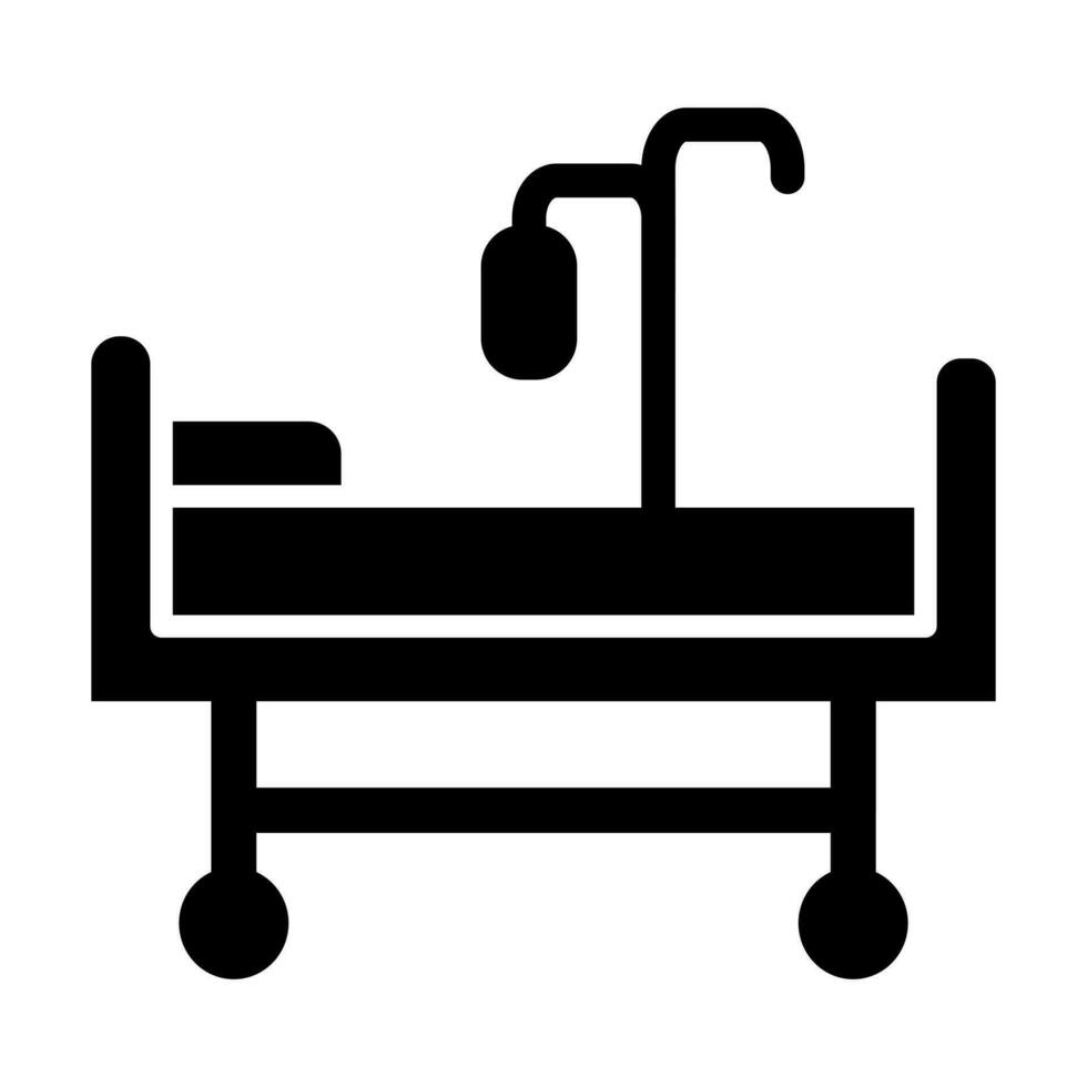 disegno dell'icona del glifo del letto d'ospedale vettore