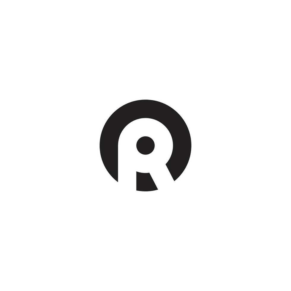 circolare lettere r monogramma nel negativo spazio logo design vettore. vettore