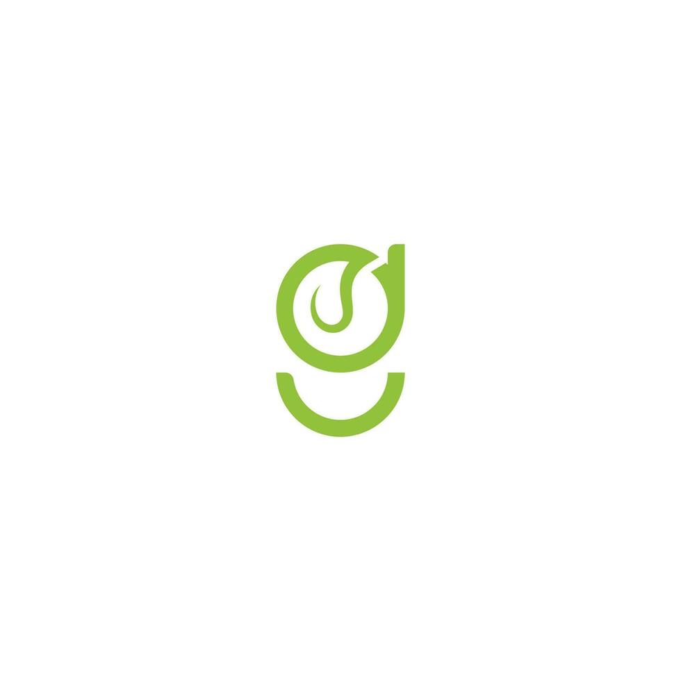 lettera g foglia logo design vettore